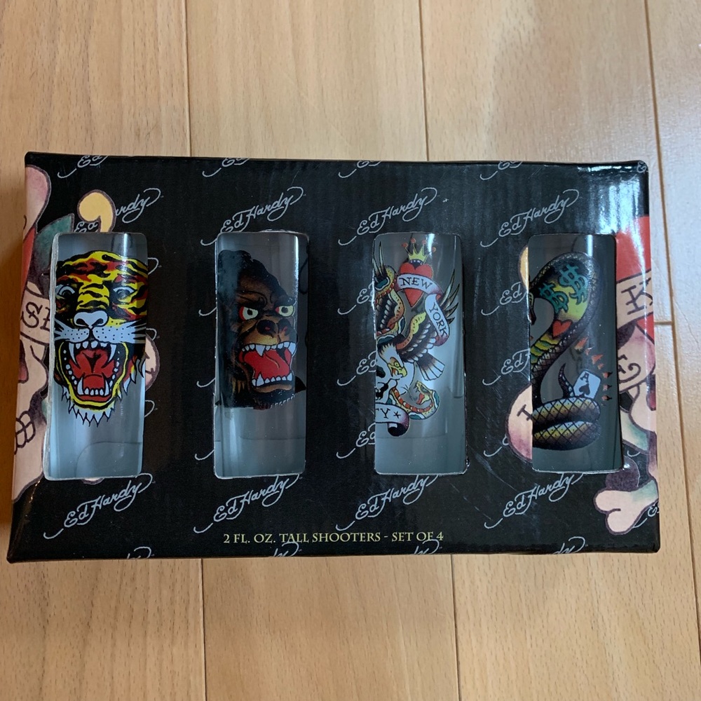 Ed Hardy Tall Shooter Shot Glasses